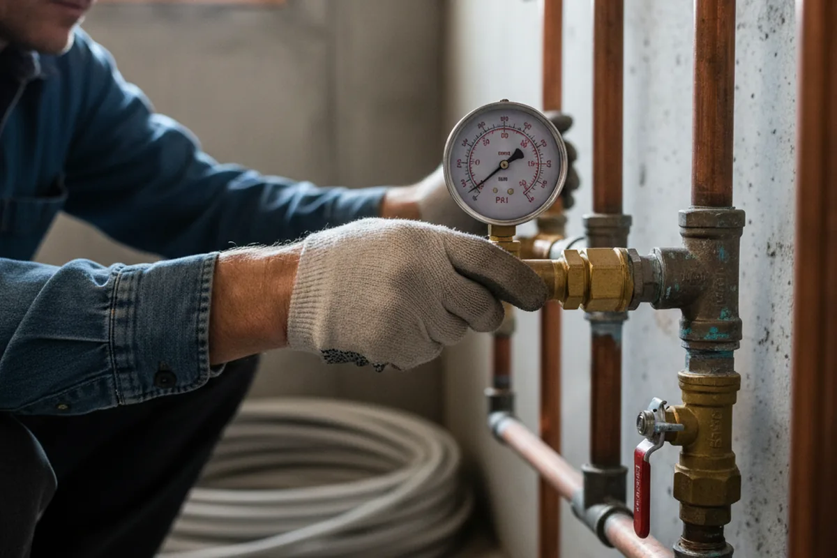 Pressure testing a repaired line during Water Line Repair in Saint Benedict
